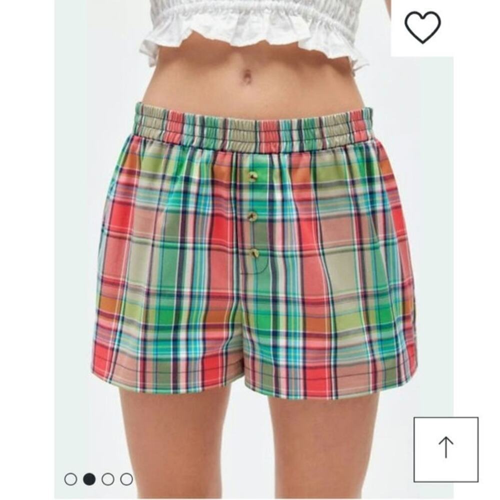 NWT Urban Womens Button Plaid Boxer Shorts Size Small Preppy PJs Athleisure